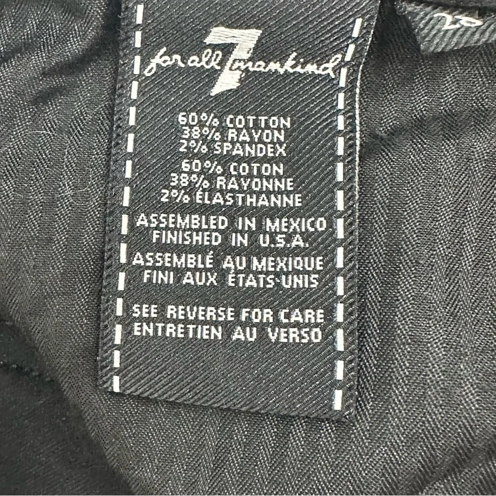 7 for all Mankind Women's Size 28 Black Velvet Skinny Stretch Ankle Jeans